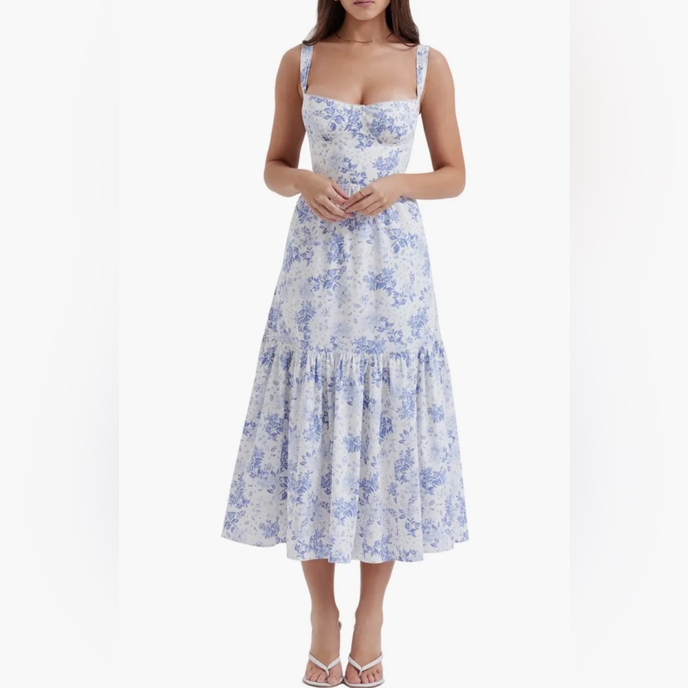 House of CB Elia Floral Stretch Cotton Blend Corset Sundress